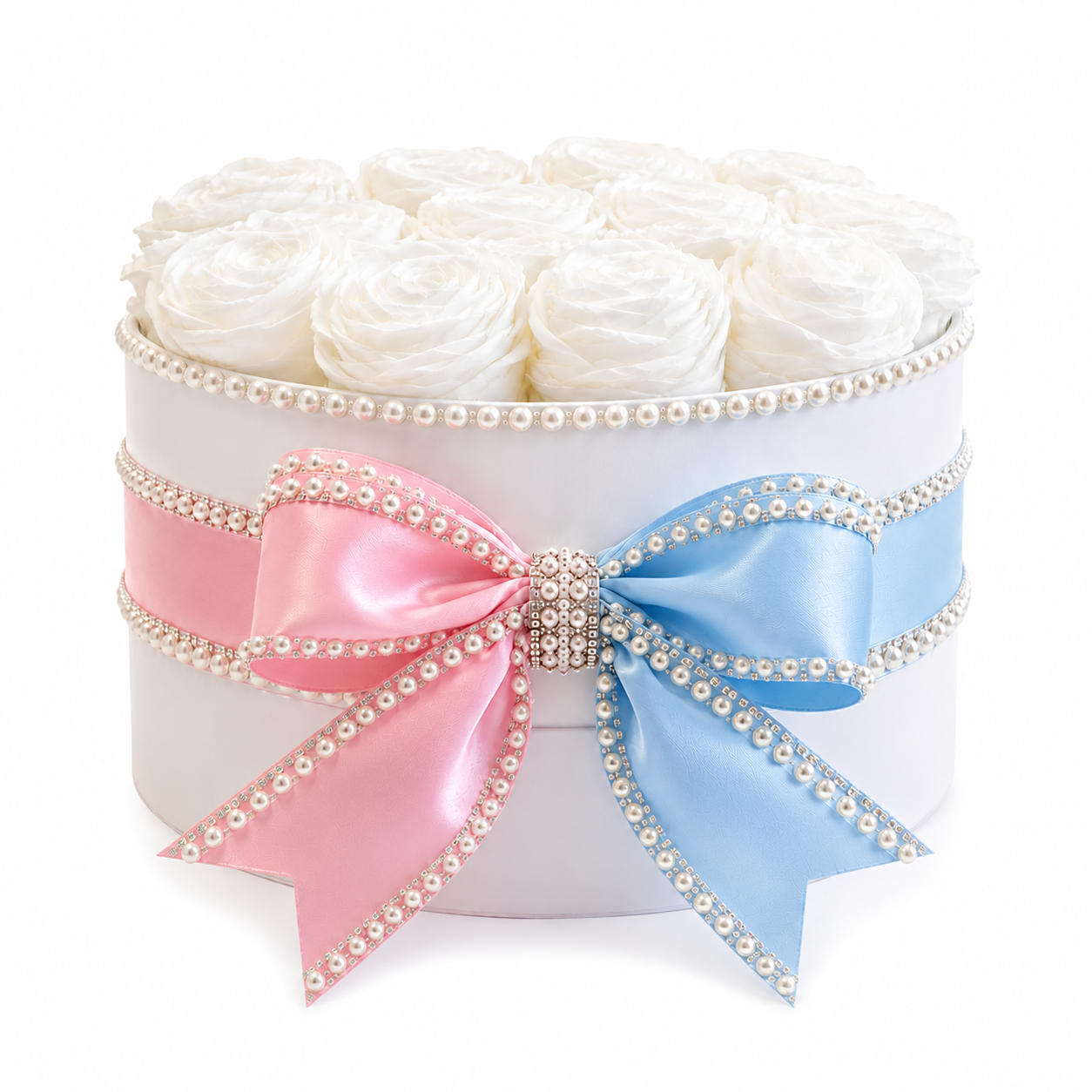 Classic White Diaper cake Pink & White Pearl #1